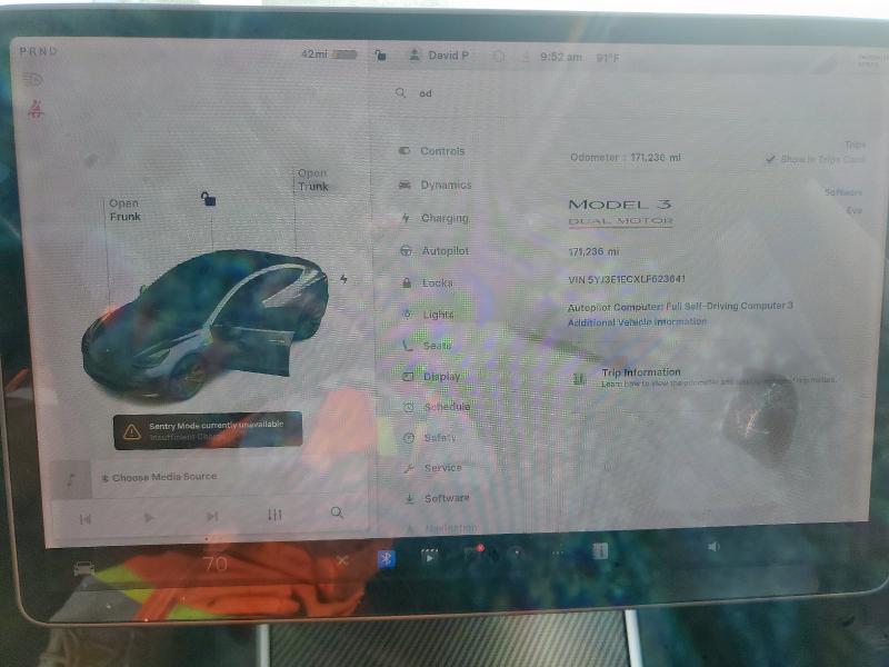 Photo 9 from auction – 2020 TESLA MODEL 3 with VIN 5YJ3E1ECXLF623641