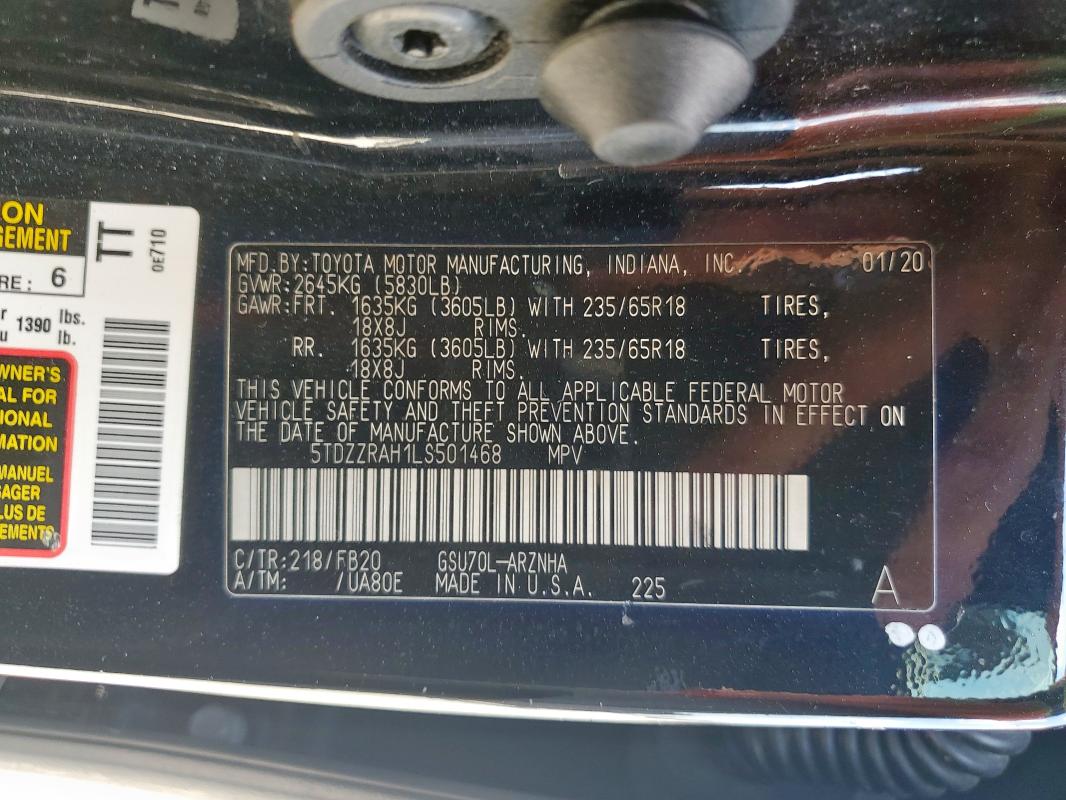Photo 14 from auction – 2020 TOYOTA HIGHLANDER with VIN 5TDZZRAH1LS501468