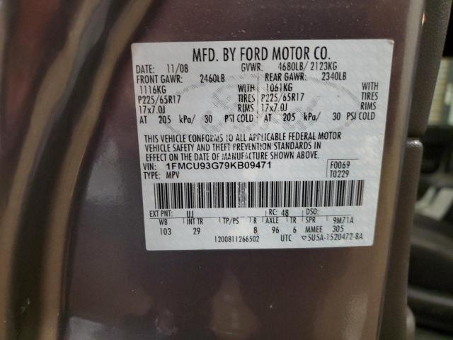 Photo 14 from auction – 2009 FORD ESCAPE XLT with VIN 1FMCU93G79KB09471