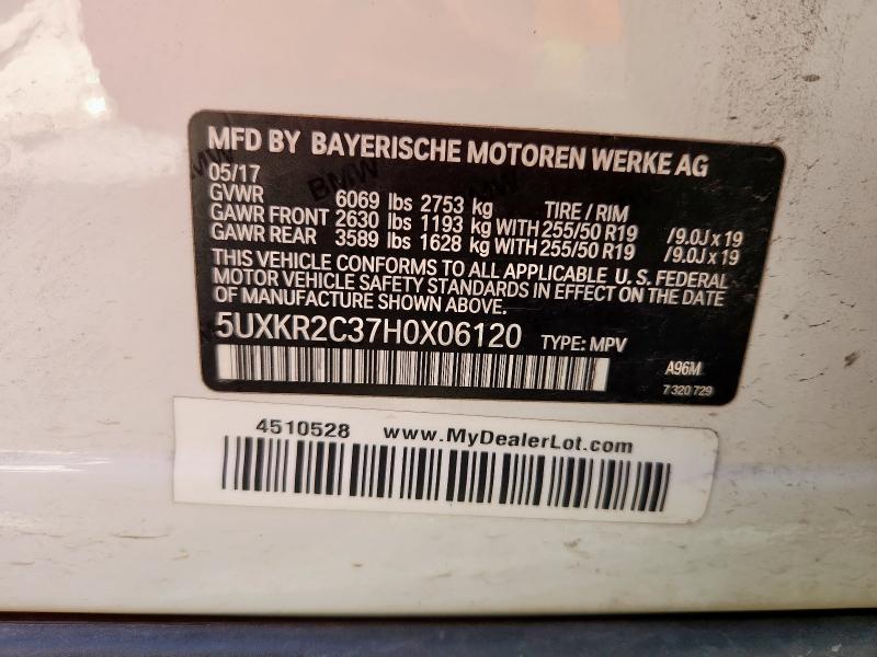 Photo 14 from auction – 2017 BMW X5 SDRIVE3 with VIN 5UXKR2C37H0X06120