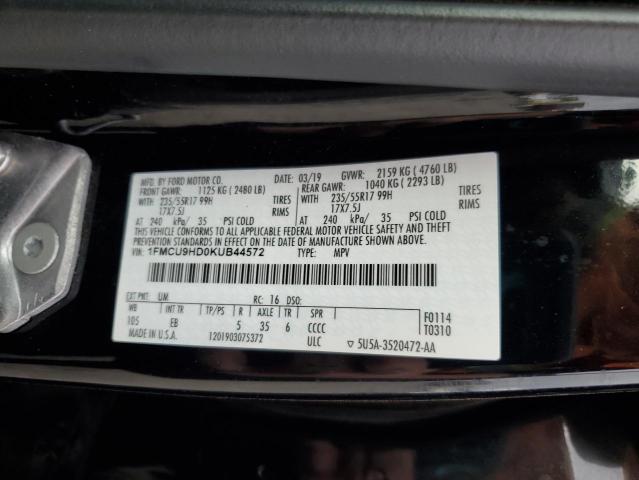 Photo 14 from auction – 2019 FORD ESCAPE SEL with VIN 1FMCU9HD0KUB44572