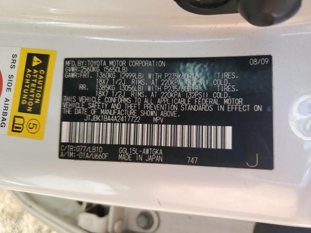 Photo 14 from auction – 2010 LEXUS RX 350 with VIN JTJBK1BA4A2417722