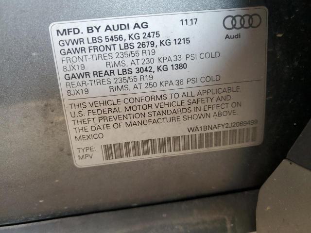 Photo 14 from auction – 2018 AUDI Q5 PREMIUM PLUS with VIN WA1BNAFY2J2089499