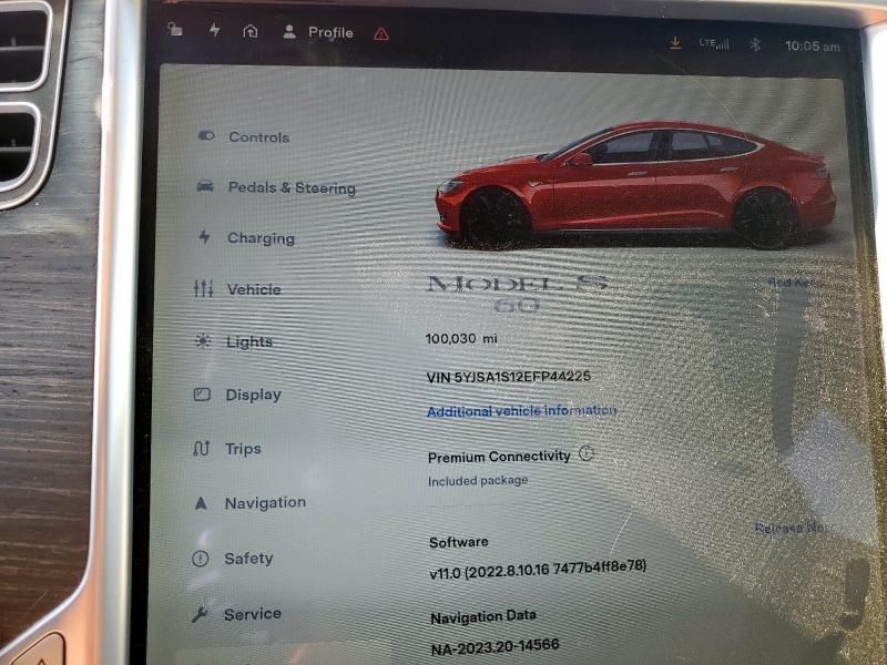 Photo 9 from auction – 2014 TESLA MODEL S with VIN 5YJSA1S12EFP44225