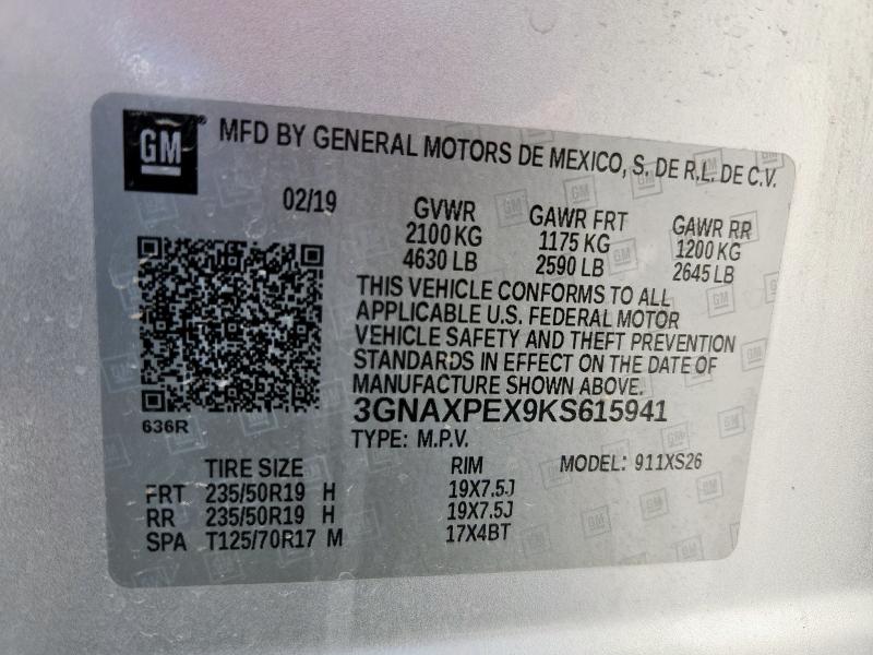Photo 14 from auction – 2019 CHEVROLET EQUINOX PR with VIN 3GNAXPEX9KS615941