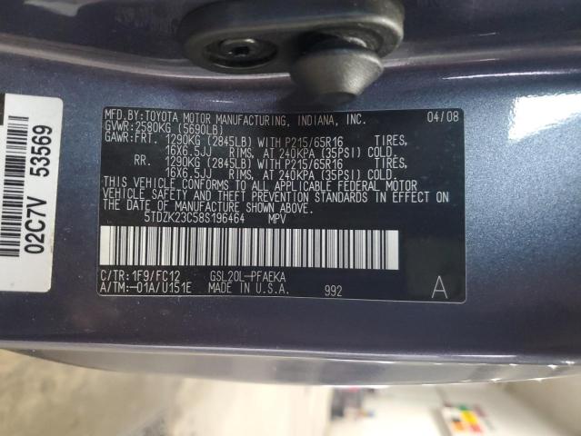 Photo 14 from auction – 2008 TOYOTA SIENNA CE with VIN 5TDZK23C58S196464