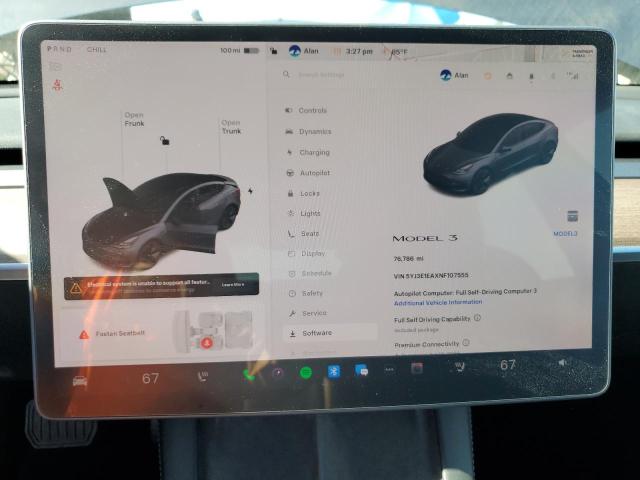 Photo 9 from auction – 2022 TESLA MODEL 3 with VIN 5YJ3E1EAXNF107555