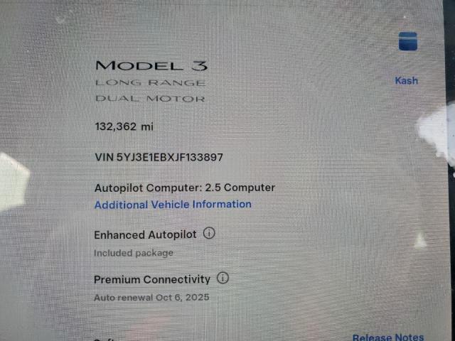 Photo 9 from auction – 2018 TESLA MODEL 3 with VIN 5YJ3E1EBXJF133897