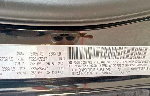 Photo 10 from auction – 2018 DODGE JOURNEY SE with VIN 3C4PDCAB6JT171893