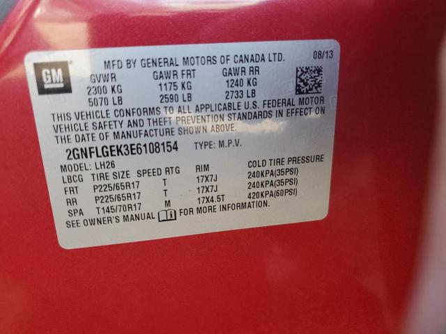 Photo 14 from auction – 2014 CHEVROLET EQUINOX LT with VIN 2GNFLGEK3E6108154
