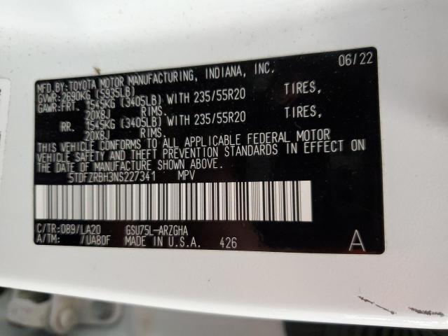 Photo 14 from auction – 2022 TOYOTA HIGHLANDER with VIN 5TDFZRBH3NS227341