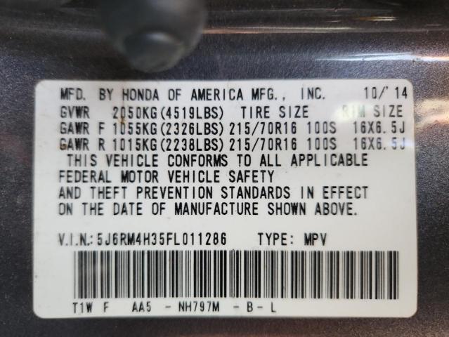 Photo 14 from auction – 2015 HONDA CR-V LX with VIN 5J6RM4H35FL011286