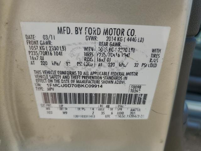 Фото 14 с аукциона – 2011 FORD ESCAPE XLT с VIN 1FMCU0D70BKC09914