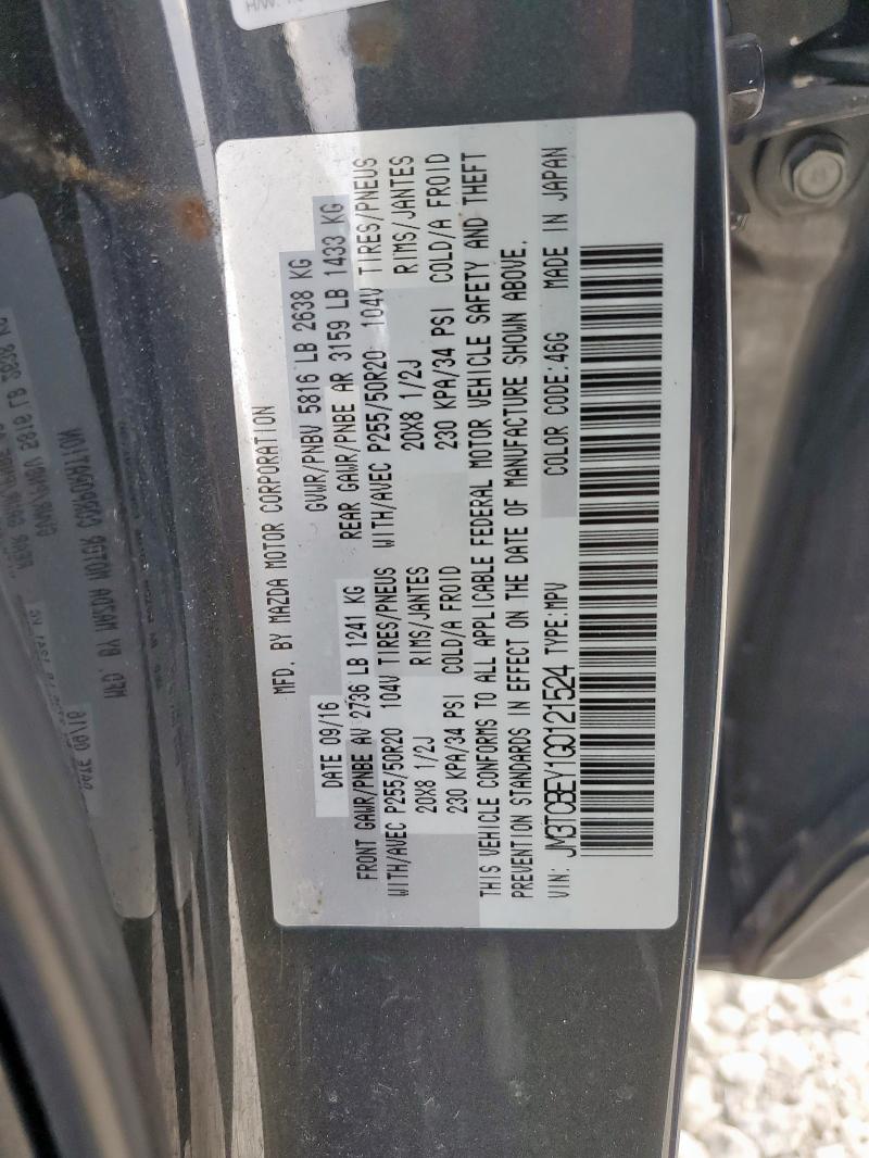 Photo 14 from auction – 2016 MAZDA CX-9 SIGNA with VIN JM3TCBEY1G0121524