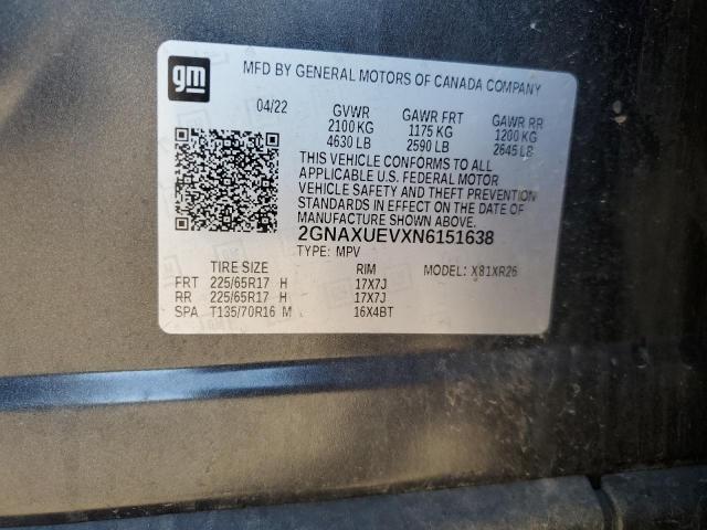 Photo 14 from auction – 2022 CHEVROLET EQUINOX LT with VIN 2GNAXUEVXN6151638