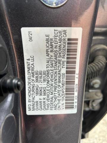 Photo 10 from auction – 2021 HOND INSIGHT EX with VIN 19XZE4F57ME011030