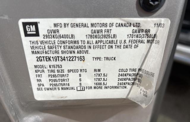 Photo 10 from auction – 2004 GMC NEW SIERRA with VIN 2GTEK19T341227163