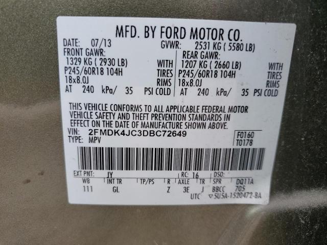 Photo 14 from auction – 2013 FORD EDGE SEL with VIN 2FMDK4JC3DBC72649