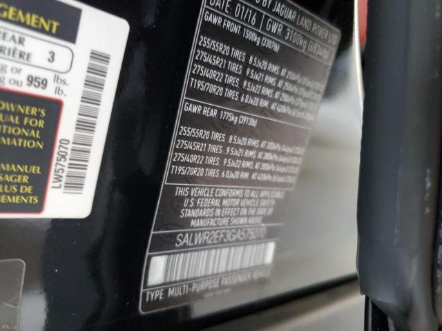 Photo 14 from auction – 2016 LAND ROVER RANGE ROVE with VIN SALWR2EF3GA575070