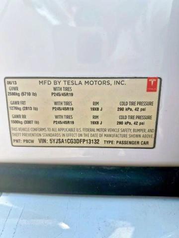 Photo 10 from auction – 2013 TESLA MODEL S with VIN 5YJSA1CG3DFP13132