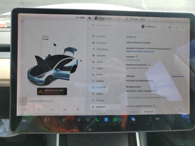 Photo 9 from auction – 2020 TESLA MODEL 3 with VIN 5YJ3E1EA0LF704565