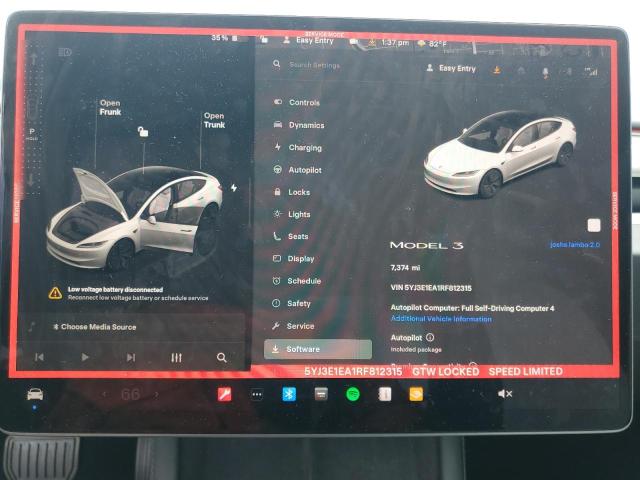 Photo 9 from auction – 2024 TESLA MODEL 3 with VIN 5YJ3E1EA1RF812315