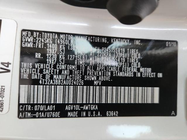 Photo 14 from auction – 2010 TOYOTA VENZA with VIN 4T3ZA3BB2AU024026