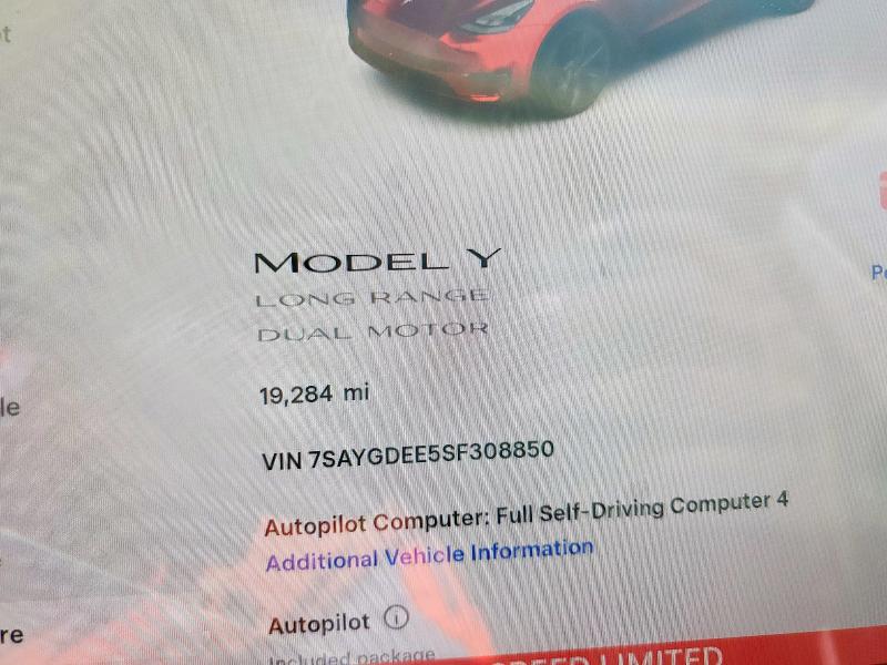 Photo 9 from auction – 2025 TESLA MODEL Y with VIN 7SAYGDEE5SF308850