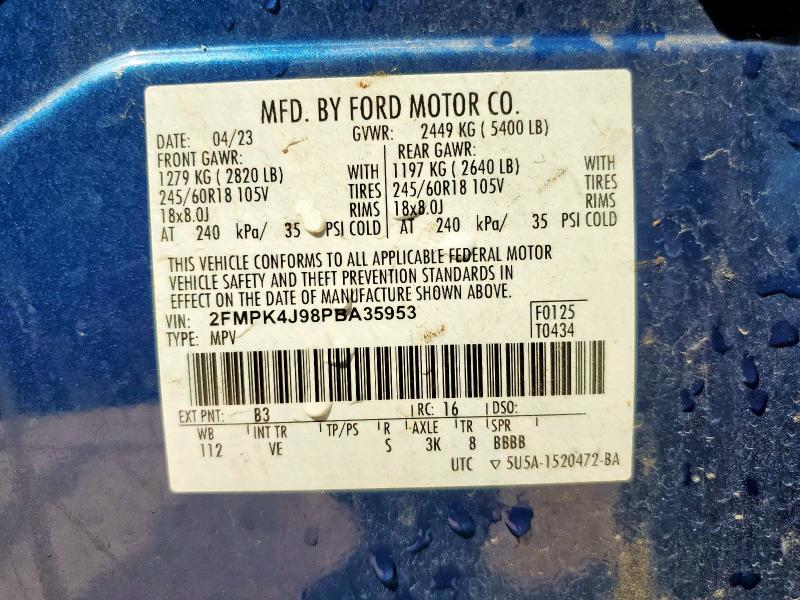 Photo 14 from auction – 2023 FORD EDGE SEL with VIN 2FMPK4J98PBA35953