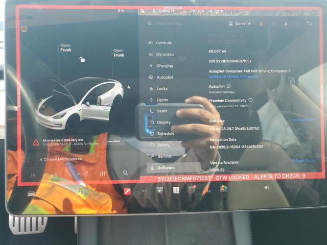 Photo 9 from auction – 2021 TESLA MODEL 3 with VIN 5YJ3E1EC8MF071557