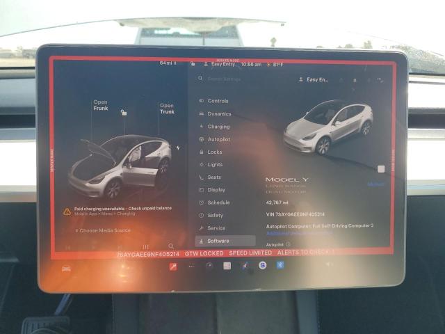 Photo 9 from auction – 2022 TESLA MODEL Y with VIN 7SAYGAEE9NF405214