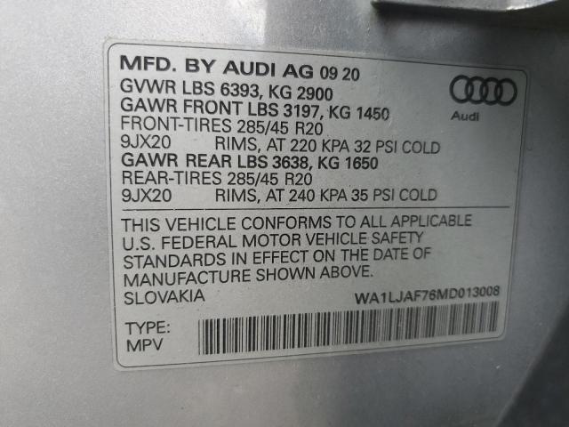 Photo 14 from auction – 2021 AUDI Q7 PREMIUM with VIN WA1LJAF76MD013008