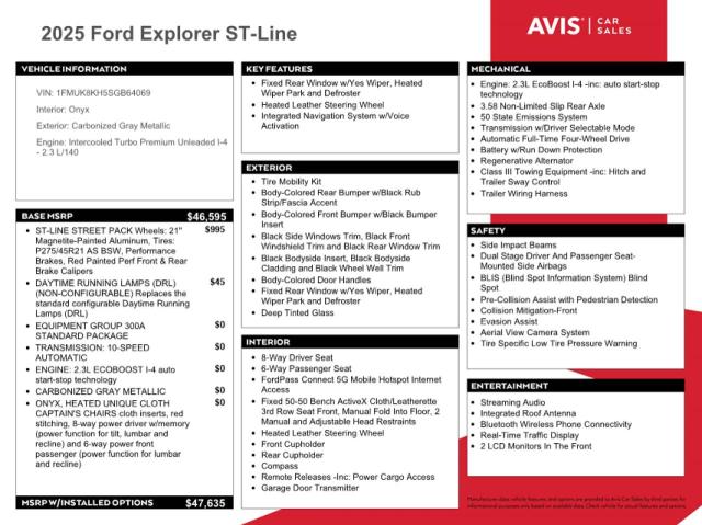 Photo 13 from auction – 2025 FORD EXPLORER ST-LINE with VIN 1FMUK8KH5SGB64069