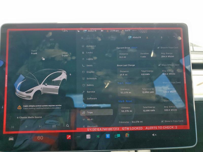 Photo 9 from auction – 2021 TESLA MODEL 3 with VIN 5YJ3E1EA7MF867313