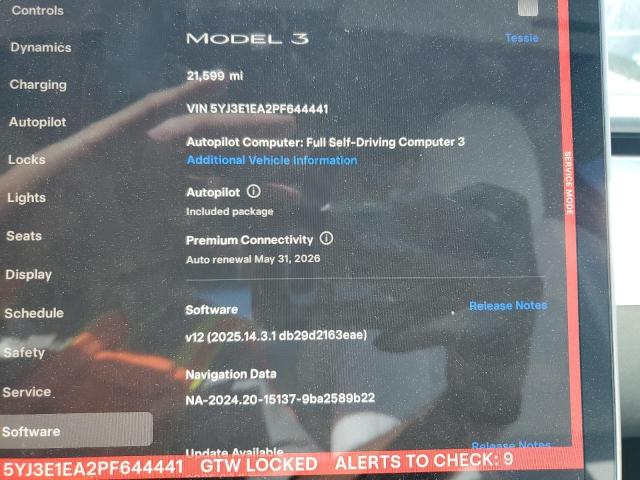 Photo 9 from auction – 2023 TESLA MODEL 3 with VIN 5YJ3E1EA2PF644441