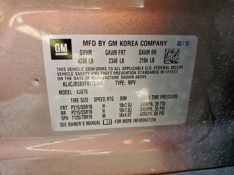 Photo 14 from auction – 2015 BUICK ENCORE CON with VIN KL4CJBSBXFB175464