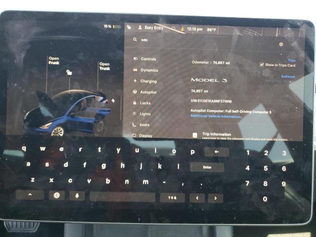 Photo 9 from auction – 2022 TESLA MODEL 3 with VIN 5YJ3E1EA9NF371916