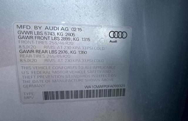 Photo 10 from auction – 2015 AUDI Q5 TDI PRE with VIN WA1CMAFP0FA099329
