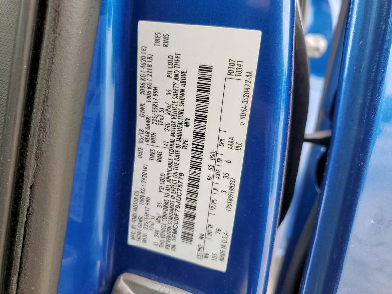 Photo 14 from auction – 2018 FORD ESCAPE S with VIN 1FMCU0F79JUC75779