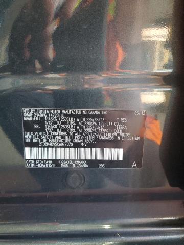 Photo 14 from auction – 2012 TOYOTA RAV4 with VIN 2T3BK4DV5CW077379