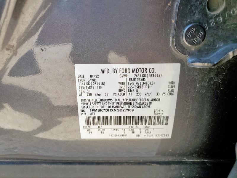 Photo 14 from auction – 2022 FORD EXPLORER X with VIN 1FMSK7DHXNGB27909