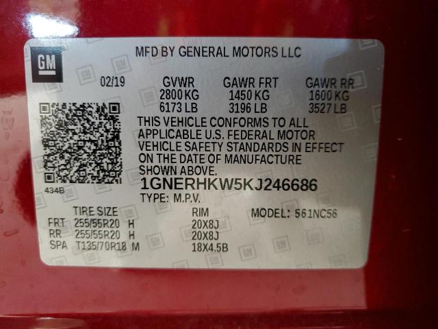Photo 14 from auction – 2019 CHEVROLET TRAVERSE with VIN 1GNERHKW5KJ246686