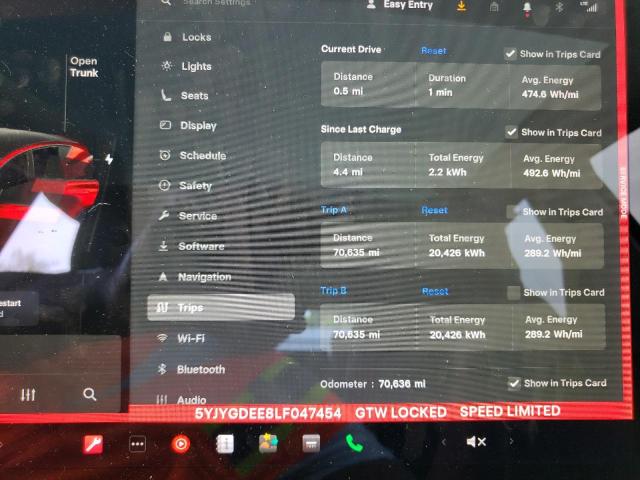 Photo 9 from auction – 2020 TESLA MODEL Y with VIN 5YJYGDEE8LF047454