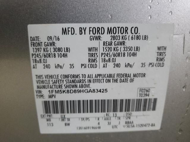 Photo 14 from auction – 2017 FORD EXPLORER X with VIN 1FM5K8D89HGA83425