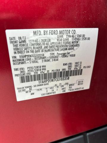 Photo 10 from auction – 2012 FORD TAURUS SEL with VIN 1FAHP2EW7CG103358
