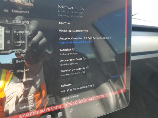 Photo 9 from auction – 2021 TESLA MODEL 3 with VIN 5YJ3E1EB3MF937219