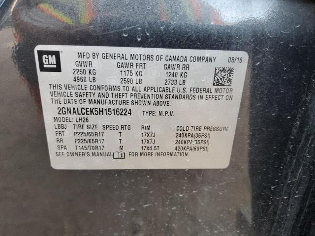 Photo 14 from auction – 2017 CHEVROLET EQUINOX LT with VIN 2GNALCEK5H1516224