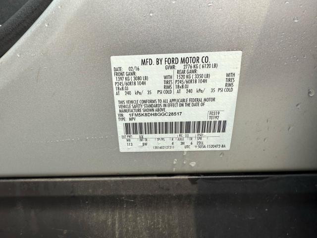 Photo 10 from auction – 2016 FORD EXPLORER X with VIN 1FM5K8DH8GGC28517