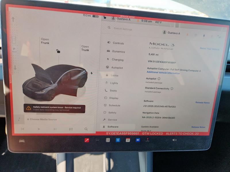 Photo 9 from auction – 2025 TESLA MODEL 3 with VIN 5YJ3E1EA9SF959861
