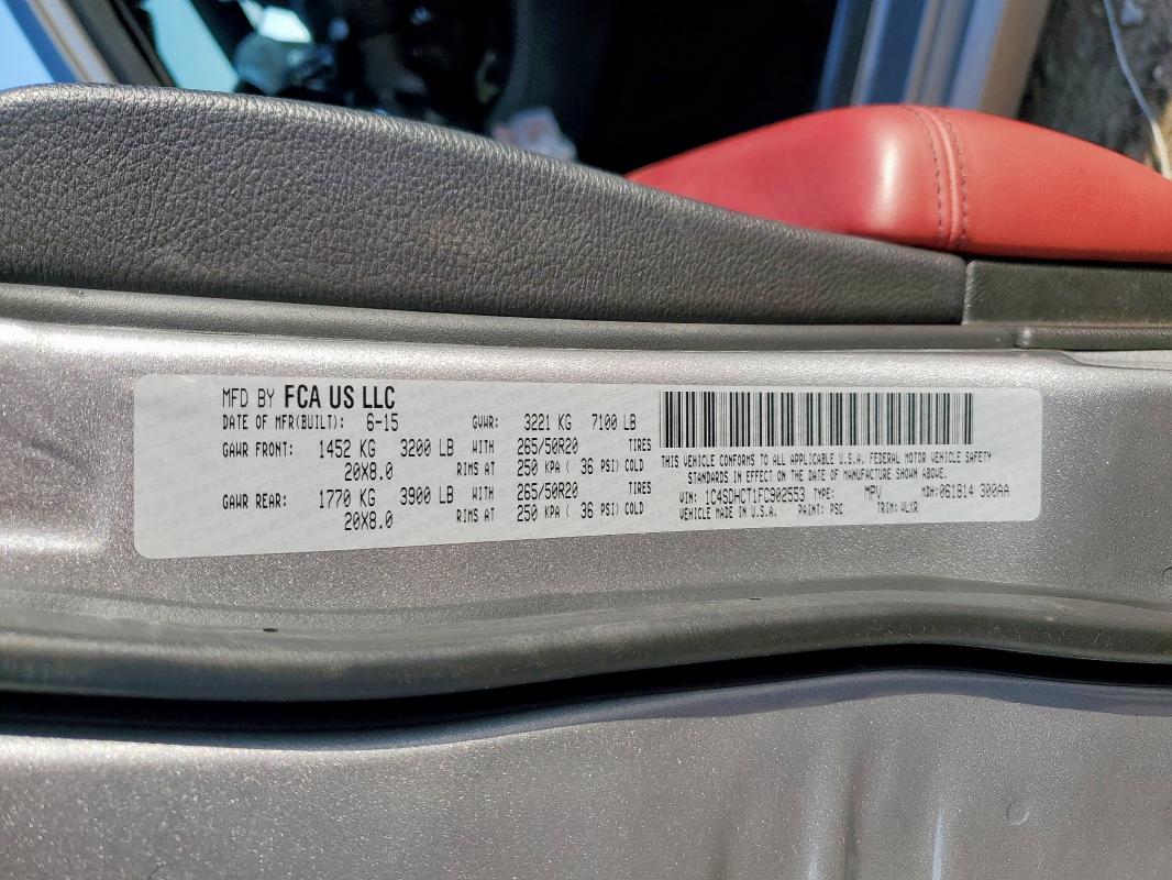 Photo 14 from auction – 2015 DODGE DURANGO R/ with VIN 1C4SDHCT1FC902553